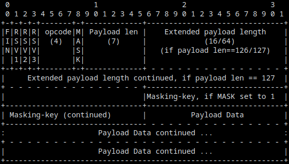 Text representation of a WebSocket frame